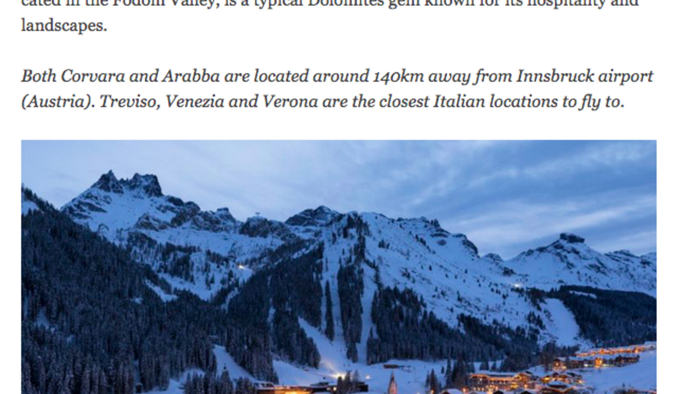 Lo dice Travelmag: Arabba è nella Top 10 dei Most Charming Ski Resorts