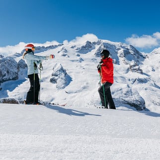 Skiing under the spring sun