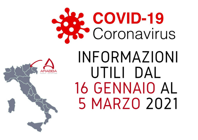 Emergenza Coronavirus: Aggiornamenti dal 16/01/2021 al 05/03/2021