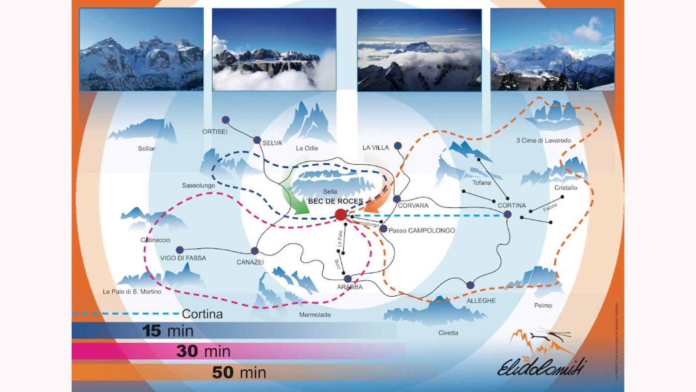 Helicopter flights in the Dolomites