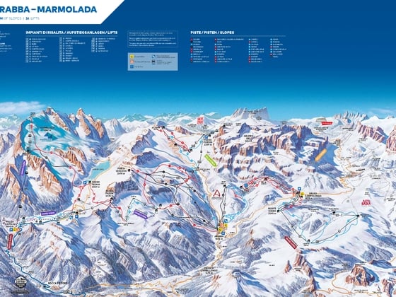 Cartina Sciistica Arabba - Marmolada | Area 06 Dolomiti SuperSki
