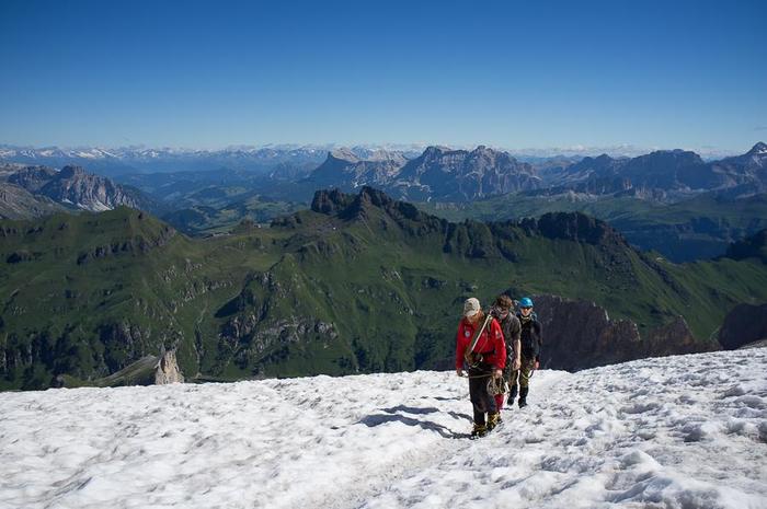 Trekking on the glacier with a mountain guide