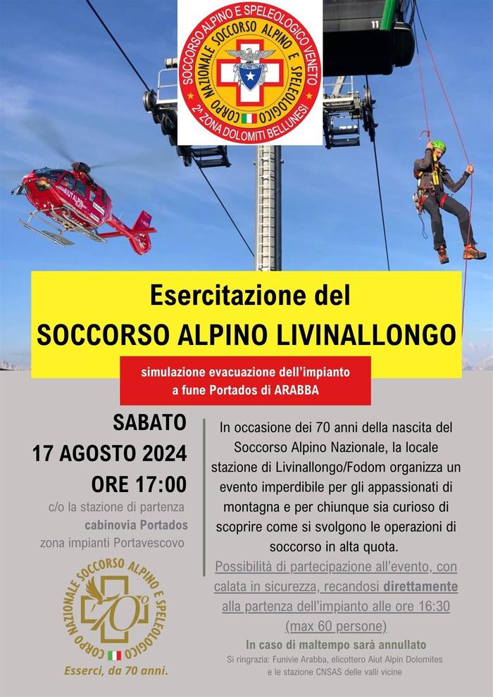 Esercitazione Soccorso Alpino Livinallongo: simulazione evacuazione cabinovia