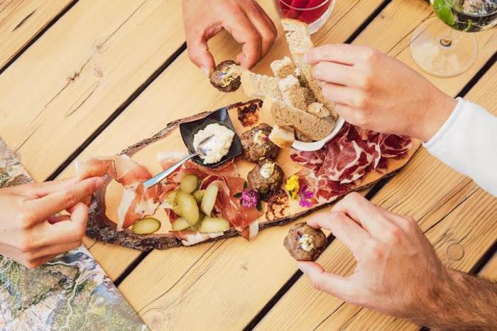 Tasting speck and cheese